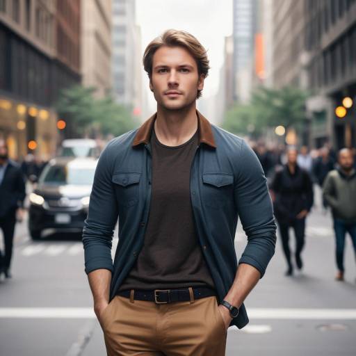 Confident Man in Bustling City Scene