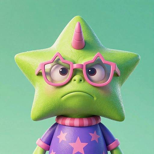 Colorful Star-Shaped Alien Portrait