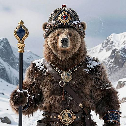 Putin Bear Warrior in Winter