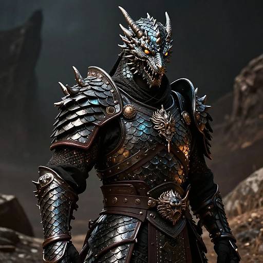 Fantasy Warrior with Dragon Scale Epaulettes