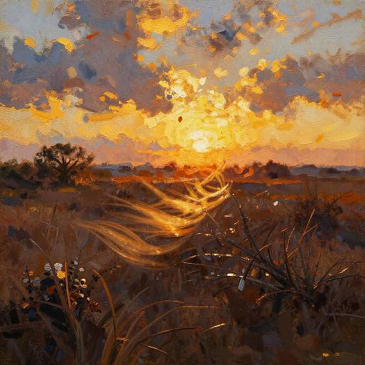 Impressionist Evening Heathland Scene