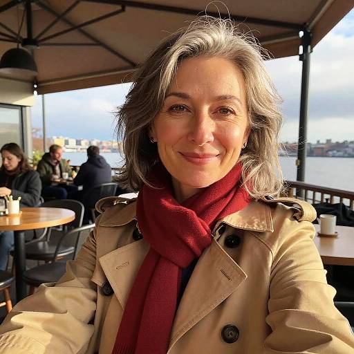 Cozy Coffee Shop Selfie in Golden Light