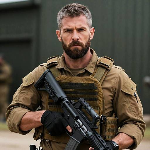 Tactical Soldier in Industrial Setting