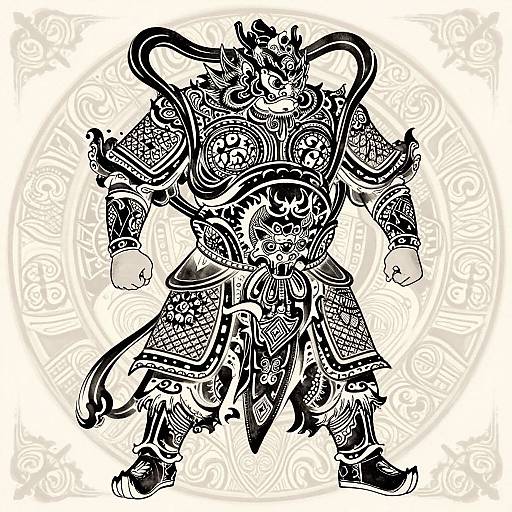 Chinese Tribal Warrior Tattoo Design