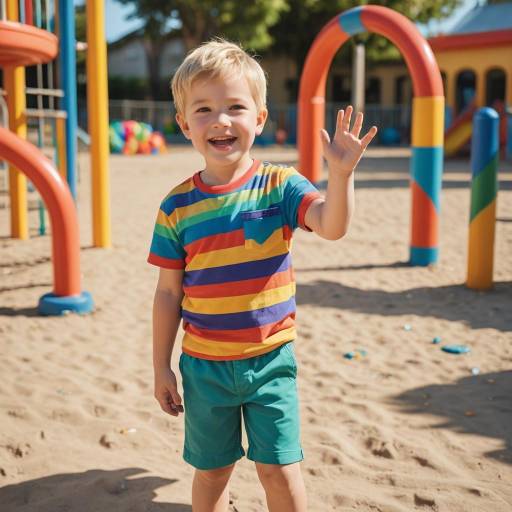 Cheerful Child in a Colorful Playground Cheerful Child in a Colorful Playground