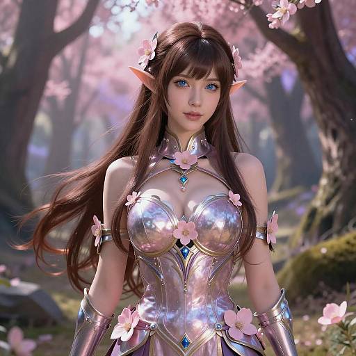 Enchanting Elf Woman in Magical Forest