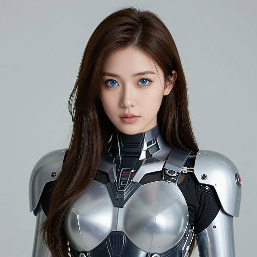 Realistic Female Robot in Armor