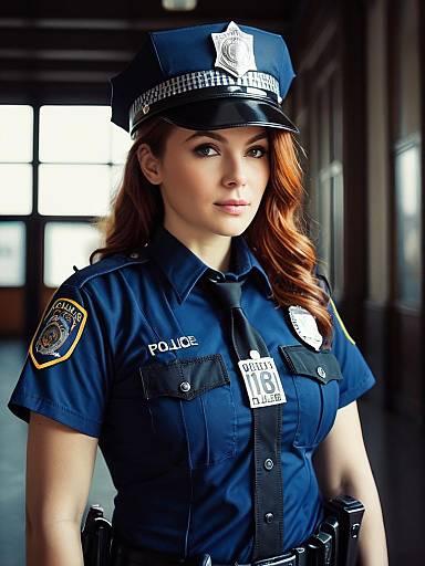 Photorealistic Female Police Cosplay Portrait