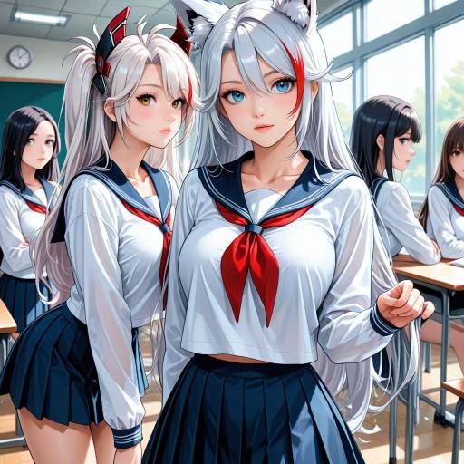 Five Girls in Adorable School Uniforms