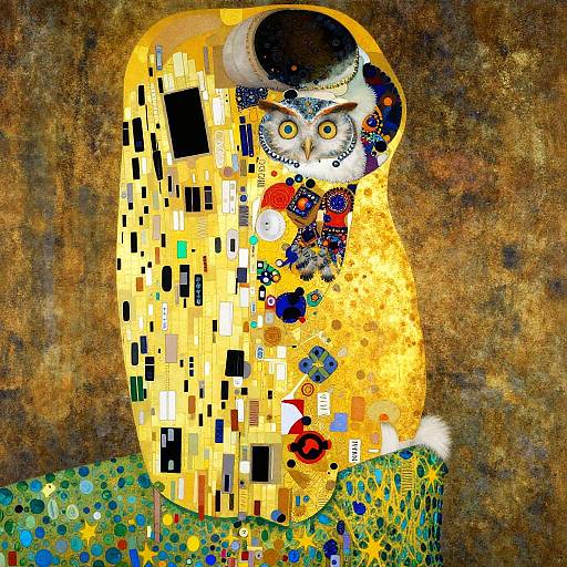 Fantasy Owl Illustration in Klimt Style