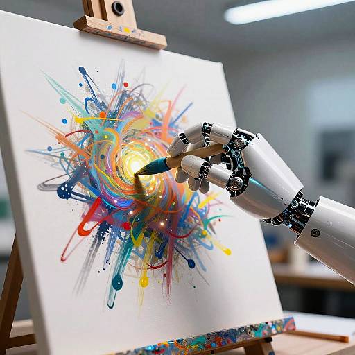 Futuristic Robotic Hand Creating Art