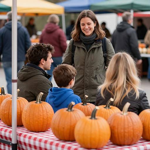Bustling Outdoor Market Family Portrait