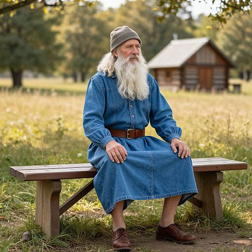 Wise Man in Denim Dress Serenity