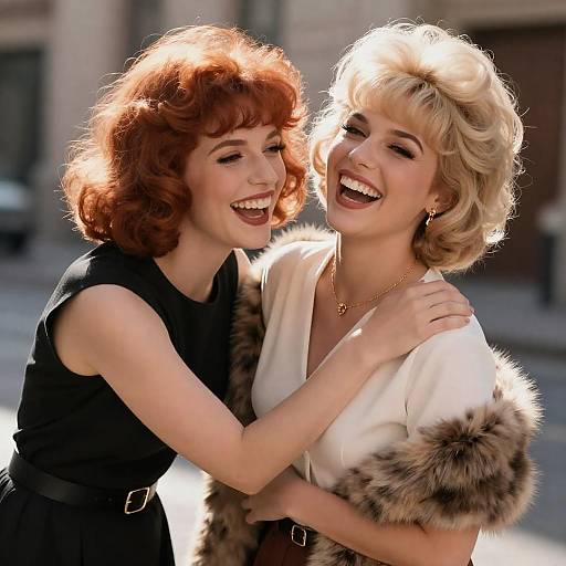 Sunlit 1960s Women Laughing Together