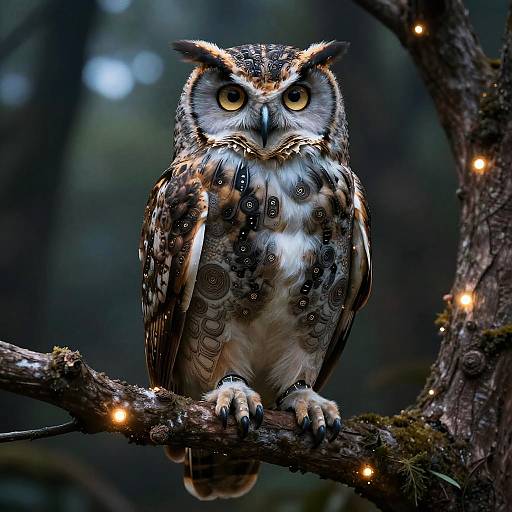 Hyper-Realistic Cybernetic Owl Portrait