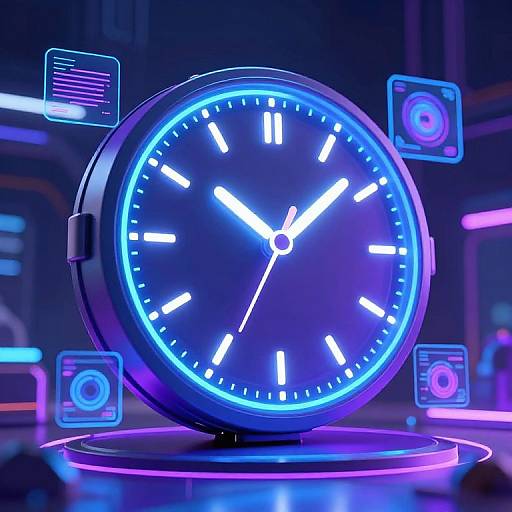 Futuristic Neon Sci-Fi Clock Interface