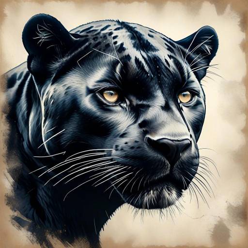Vintage Portrait of a Majestic Panther