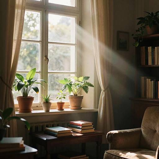 Sunlit Vintage Room with Plants