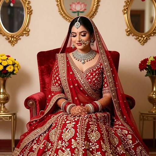 Graceful Indian Bride in Banarasi Lehenga