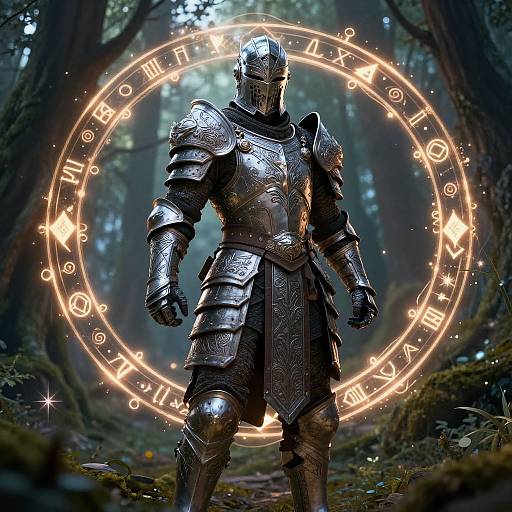 Fantasy Warrior in Enchanted Forest