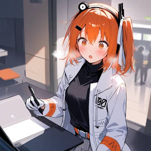 Enthusiastic Girl with Orange Eyes