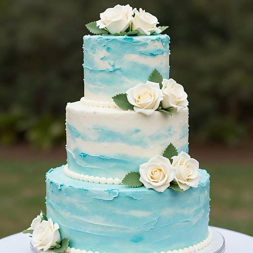 Aqua Blue Beach Wedding Cake