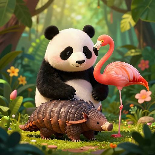 Fantastical Panda-Flamingo-Armadillo Beast