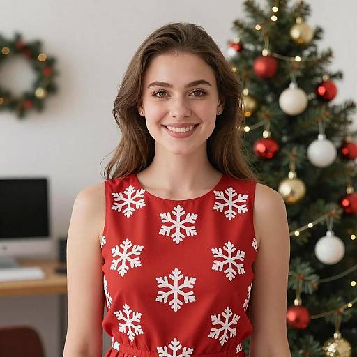Cheerful Holiday Portrait of a Young Woman