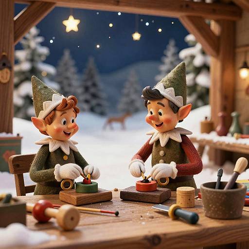 Whimsical Rankin Bass Elf Workshop