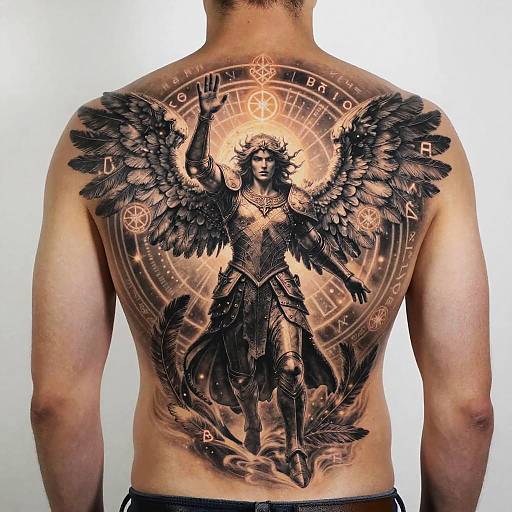 Archangel Protective Spell Tattoo Design