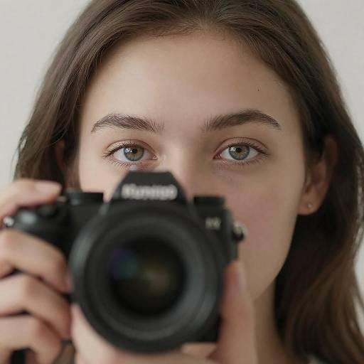 Young Woman with Camera Close-Up