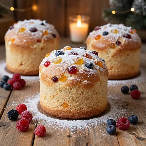 Elegant Panetones on Rustic Table