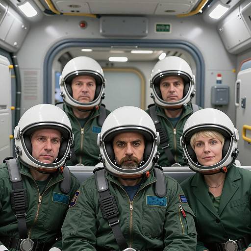 Astronaut Crew Inside Spacecraft Cabin