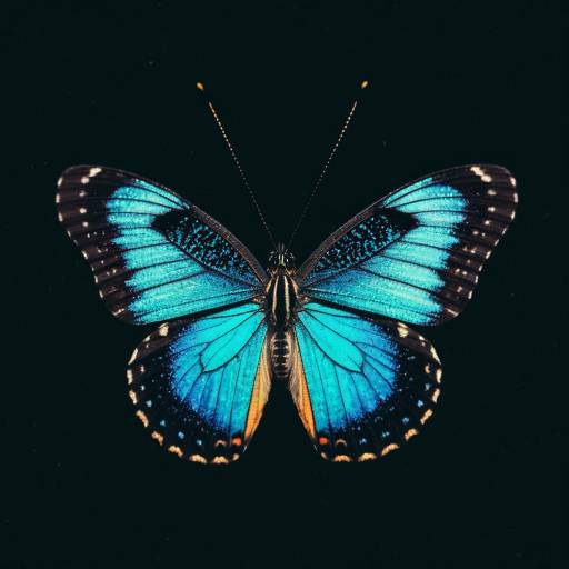 Macro Shot of Iridescent Blue Butterfly Macro Shot of Iridescent Blue Butterfly