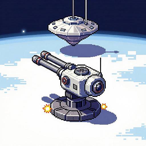 Futuristic Pixel Art Railgun Turret