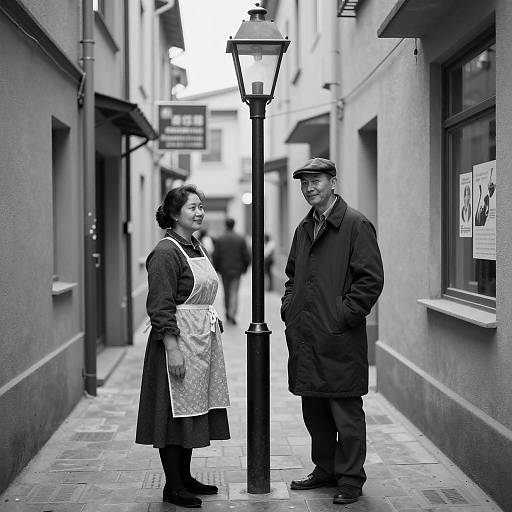 Charming Encounter in a Narrow Alley