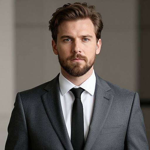 Bearded Man in Grey Suit