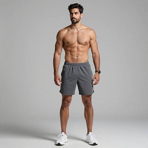 Shirtless Muscular Man in Athletic Shorts