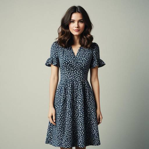 Woman in Elegant Vintage Floral Dress