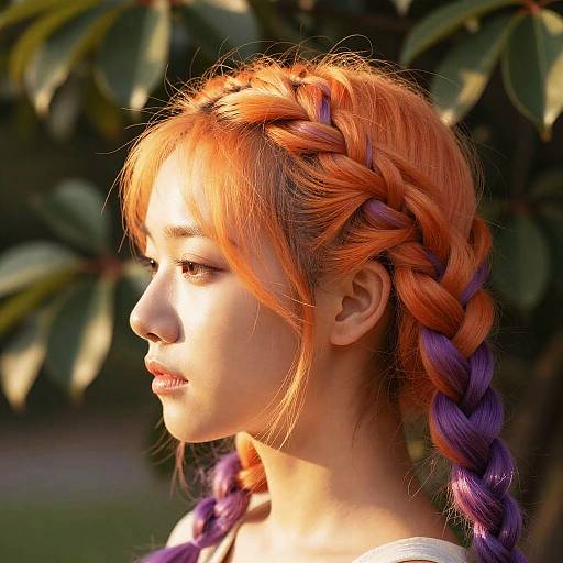 Intricately Braided Two-Tone Hair Portrait