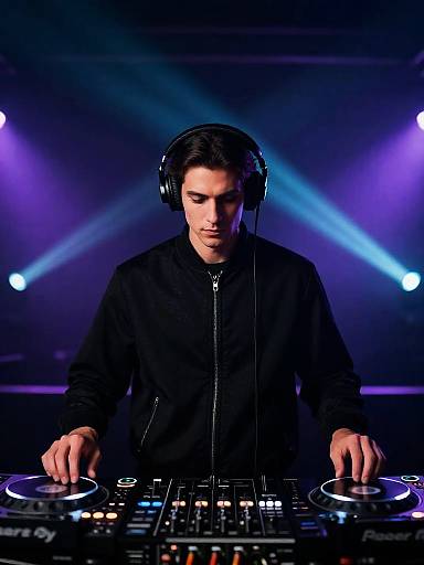 Male DJ Performing in Nightclub