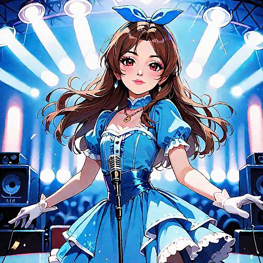 Captivating Idol Concert Scene in Blue