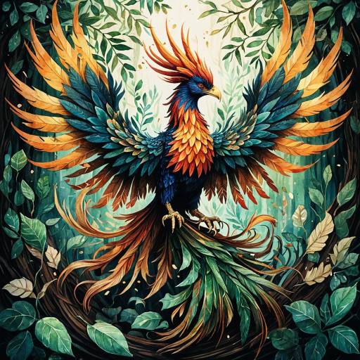 Fantasy Wood Phoenix with Enchanted Glow