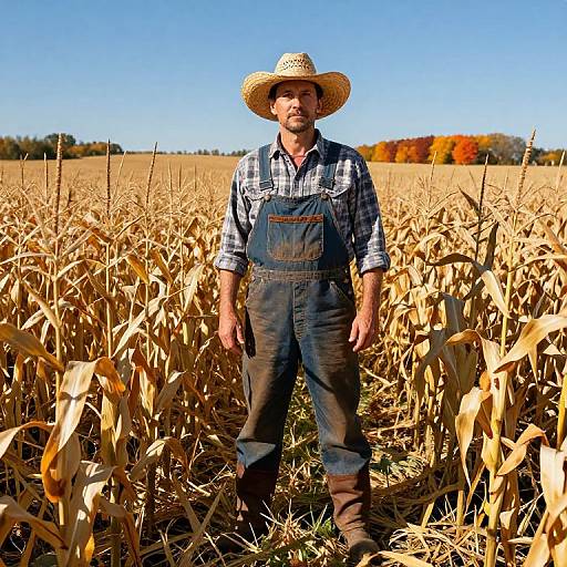 Proud Cornhusker in Golden Cornfield