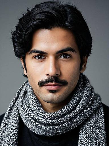 Portrait of man with mustache wearing scarf