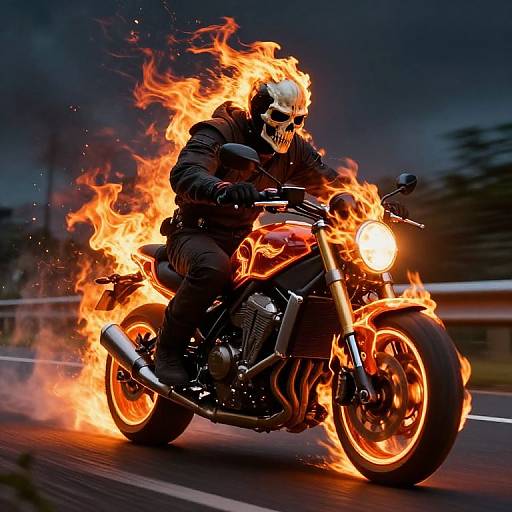 Spectral Biker on Fiery Motorcycle