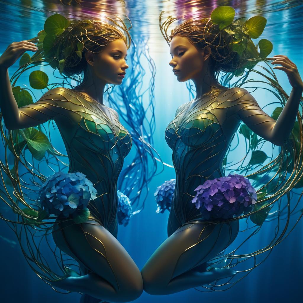 Interconnected Bodies in Vibrant Underwater Vines