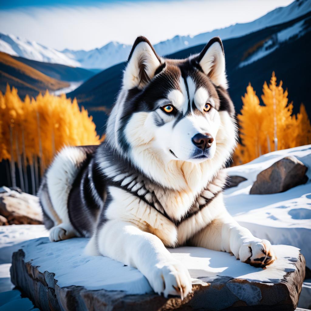 Cinematic Siberian Husky in Snowy Landscape