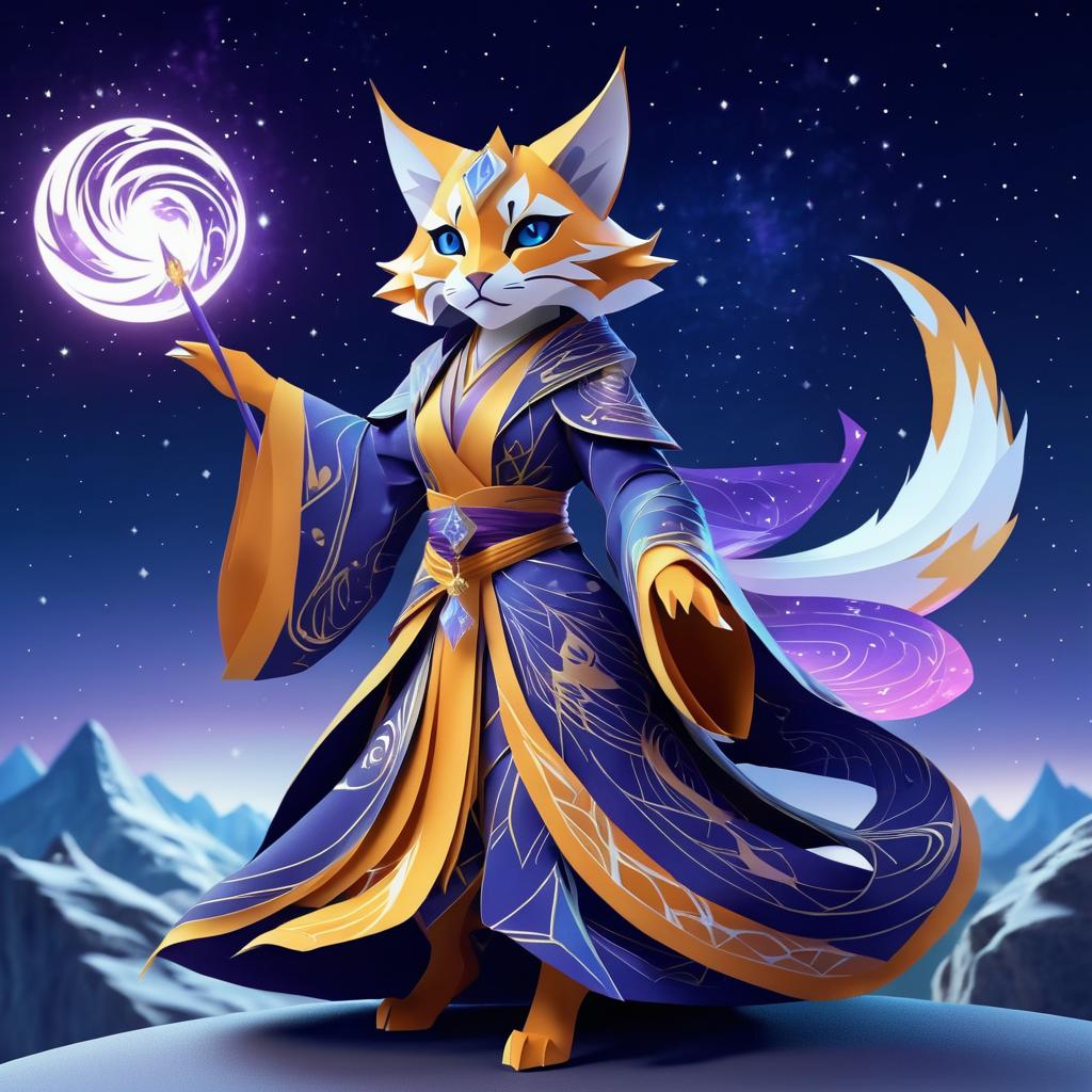 Elegant Tabaxi Sorceress in Celestial Robes