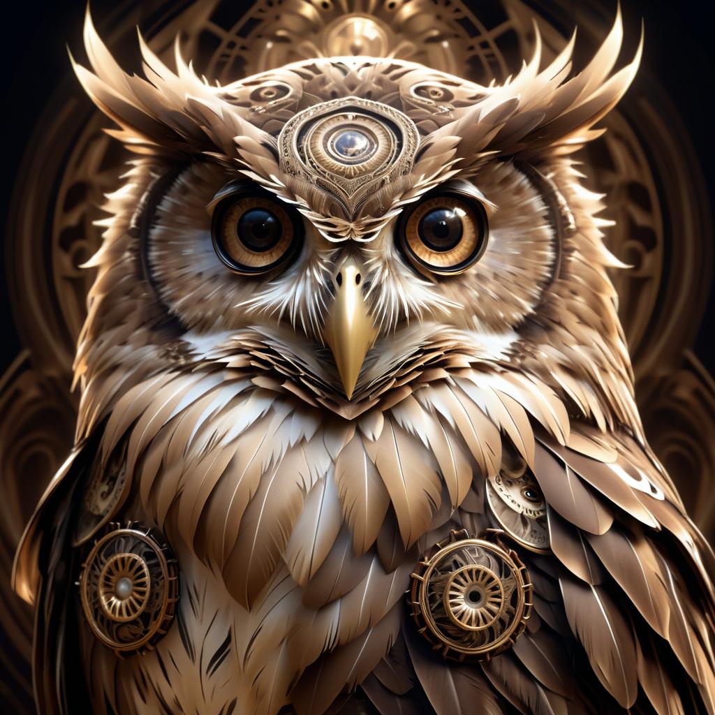 Wise Old Owl in Sepia Tones